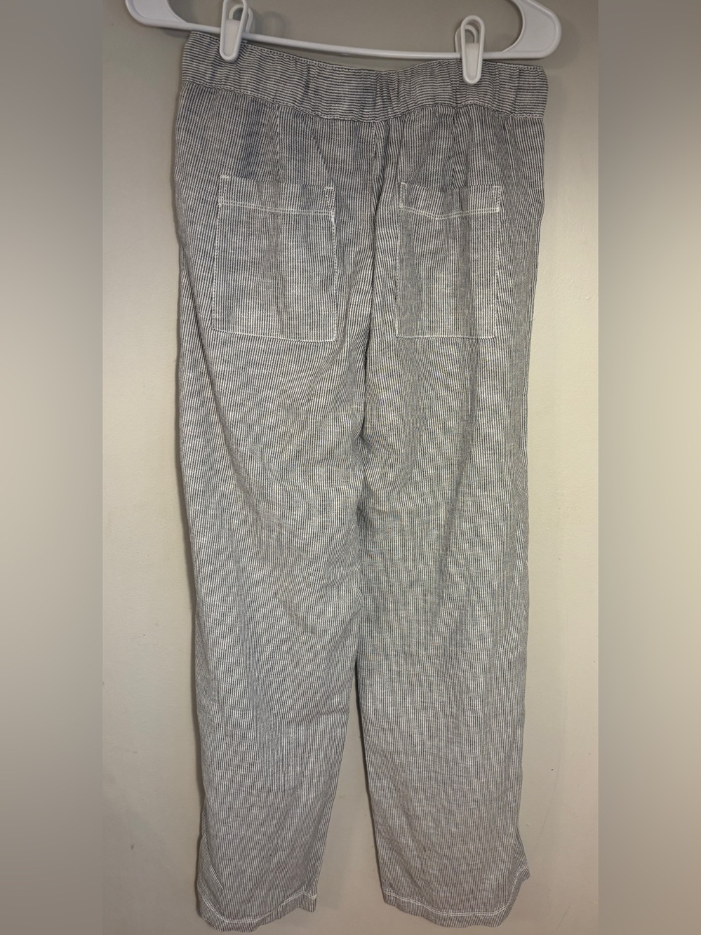 GAP Linen Blend Drawstring Pants XS Black White Stripe Lightweight PullOn Casual - Picture 3 of 11